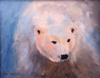 Oil painting of a white polar bear