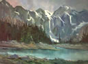 Oil painting near Mt Rainier
