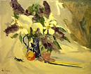 Oil Painting of a still life of a vase of Lilies