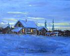 Oil painting of my home in the Snow